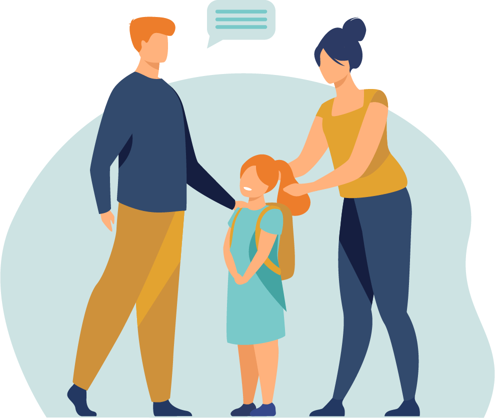 Illustration : des parents et leur enfant