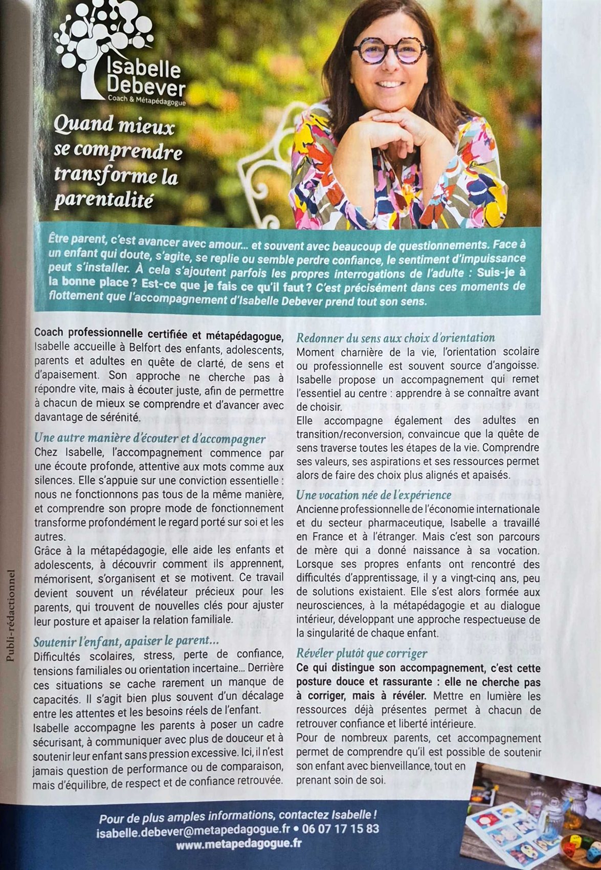 Article de Top Maman consacré à Isabelle Debever